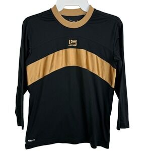 Vintage Nike LeBron James Youth Small 8 Black Gold Long Sleeve Shirt NikeFIT Y2K